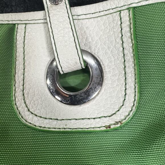 Vintage TOMMY HILFIGER White/GREEN Nylon FAUX LEATHER Y2K 90s Purse - Picture 8 of 11